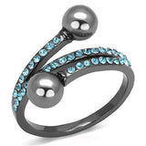 IP Light Black  (IP Gun) Stainless Steel Ring with Synthetic Pearl in Gray