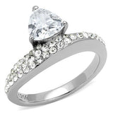 High polished (no plating) Stainless Steel Ring with AAA Grade CZ  in Clear