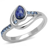 High polished (no plating) Stainless Steel Ring with Semi-Precious Snowflake Obsidian in Montana
