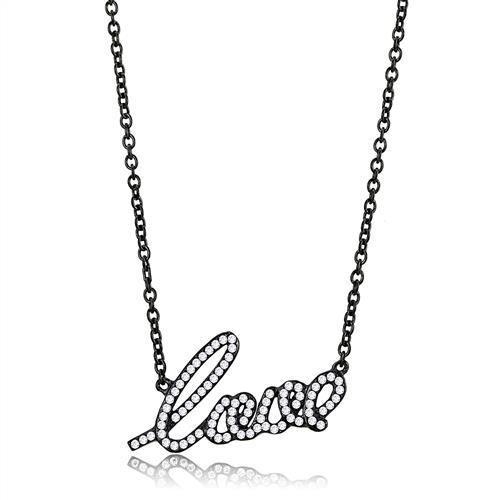IP Black(Ion Plating) Stainless Steel Chain Pendant with AAA Grade CZ  in Clear