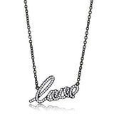 IP Black(Ion Plating) Stainless Steel Chain Pendant with AAA Grade CZ  in Clear
