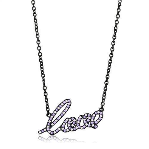 IP Black(Ion Plating) Stainless Steel Chain Pendant with AAA Grade CZ  in Multi Color