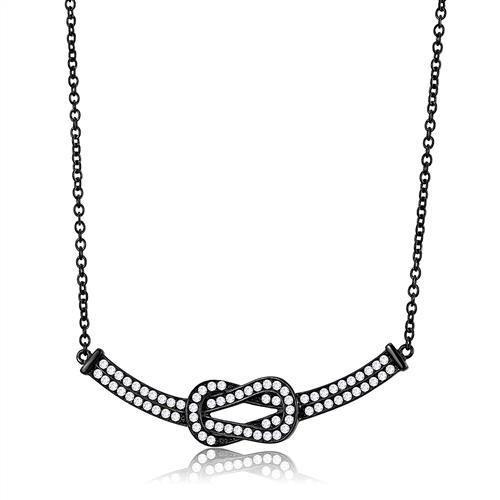 IP Black(Ion Plating) Stainless Steel Chain Pendant with AAA Grade CZ  in Clear