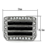 High polished (no plating) Stainless Steel Ring with Top Grade Crystal  in Jet