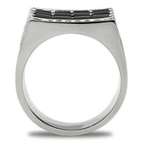 High polished (no plating) Stainless Steel Ring with Top Grade Crystal  in Jet