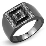 IP Light Black  (IP Gun) Stainless Steel Ring with Top Grade Crystal  in Clear