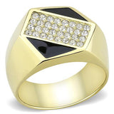 IP Gold(Ion Plating) Stainless Steel Ring with Top Grade Crystal  in Clear