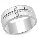 High polished (no plating) Stainless Steel Ring with AAA Grade CZ  in Clear