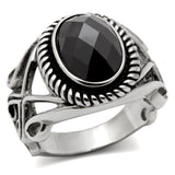 High polished (no plating) Stainless Steel Ring with AAA Grade CZ  in Black Diamond