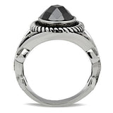 High polished (no plating) Stainless Steel Ring with AAA Grade CZ  in Black Diamond