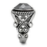 High polished (no plating) Stainless Steel Ring with AAA Grade CZ  in Black Diamond
