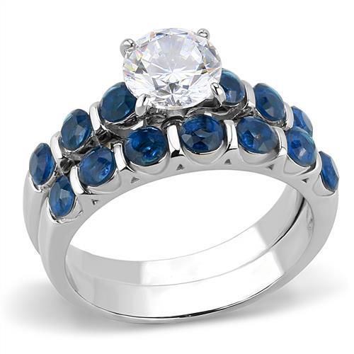 High polished (no plating) Stainless Steel Ring with AAA Grade CZ  in Clear