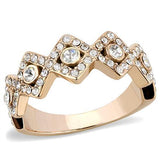 IP Rose Gold(Ion Plating) Stainless Steel Ring with Top Grade Crystal  in Clear