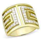 IP Gold(Ion Plating) Stainless Steel Ring with AAA Grade CZ  in Clear