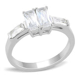 High polished (no plating) Stainless Steel Ring with AAA Grade CZ  in Clear