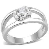 High polished (no plating) Stainless Steel Ring with AAA Grade CZ  in Clear