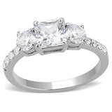 High polished (no plating) Stainless Steel Ring with AAA Grade CZ  in Clear