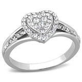 High polished (no plating) Stainless Steel Ring with Top Grade Crystal  in Clear