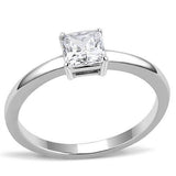 High polished (no plating) Stainless Steel Ring with AAA Grade CZ  in Clear