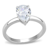 High polished (no plating) Stainless Steel Ring with AAA Grade CZ  in Clear