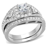 High polished (no plating) Stainless Steel Ring with AAA Grade CZ  in Clear