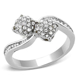 High polished (no plating) Stainless Steel Ring with Top Grade Crystal  in Clear