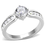 High polished (no plating) Stainless Steel Ring with AAA Grade CZ  in Clear