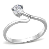 High polished (no plating) Stainless Steel Ring with AAA Grade CZ  in Clear