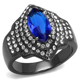 IP Light Black  (IP Gun) Stainless Steel Ring with Synthetic Synthetic Glass in Sapphire