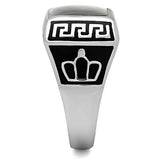 High polished (no plating) Stainless Steel Ring with Precious Stone Conch in Gray