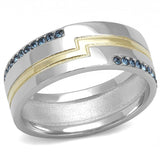 Two-Tone IP Gold (Ion Plating) Stainless Steel Ring with Top Grade Crystal  in Montana