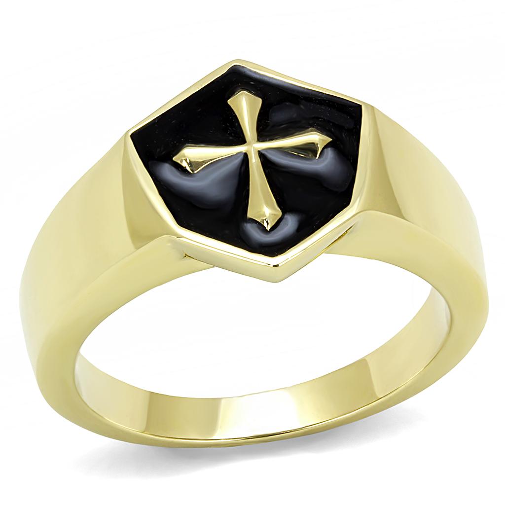 IP Gold(Ion Plating) Stainless Steel Ring with Epoxy  in Jet