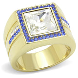 IP Gold(Ion Plating) Stainless Steel Ring with Top Grade Crystal  in Clear