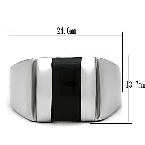 High polished (no plating) Stainless Steel Ring with Epoxy  in Jet