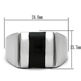High polished (no plating) Stainless Steel Ring with Epoxy  in Jet