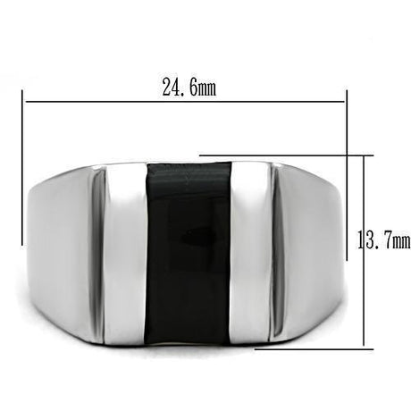 High polished (no plating) Stainless Steel Ring with Epoxy  in Jet