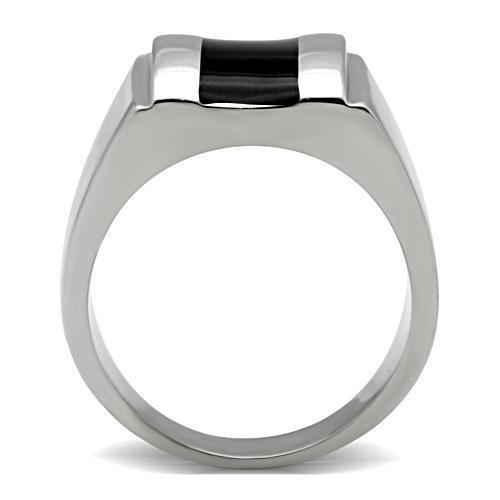 High polished (no plating) Stainless Steel Ring with Epoxy  in Jet