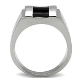 High polished (no plating) Stainless Steel Ring with Epoxy  in Jet