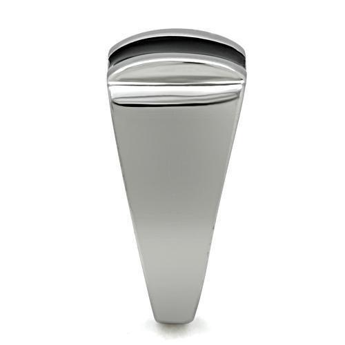 High polished (no plating) Stainless Steel Ring with Epoxy  in Jet