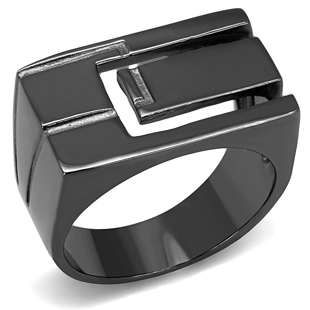 IP Light Black  (IP Gun) Stainless Steel Ring with No Stone