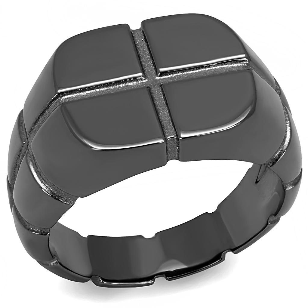 IP Light Black  (IP Gun) Stainless Steel Ring with No Stone