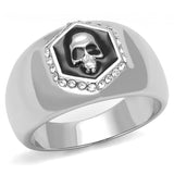 High polished (no plating) Stainless Steel Ring with Epoxy  in Jet