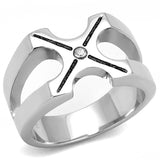 High polished (no plating) Stainless Steel Ring with AAA Grade CZ  in Clear
