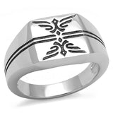 High polished (no plating) Stainless Steel Ring with Epoxy  in Jet