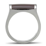 High polished (no plating) Stainless Steel Ring with Epoxy  in Brown