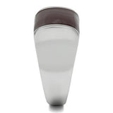 High polished (no plating) Stainless Steel Ring with Epoxy  in Brown
