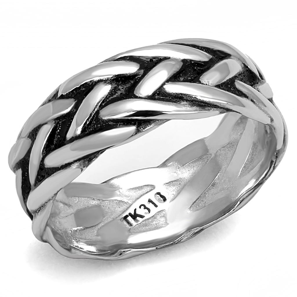 High polished (no plating) Stainless Steel Ring with Epoxy  in Jet