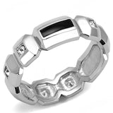 High polished (no plating) Stainless Steel Ring with Top Grade Crystal  in Clear