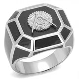 High polished (no plating) Stainless Steel Ring with Epoxy  in Jet
