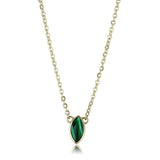 IP Gold(Ion Plating) Stainless Steel Necklace with Synthetic MALACHITE in Emerald